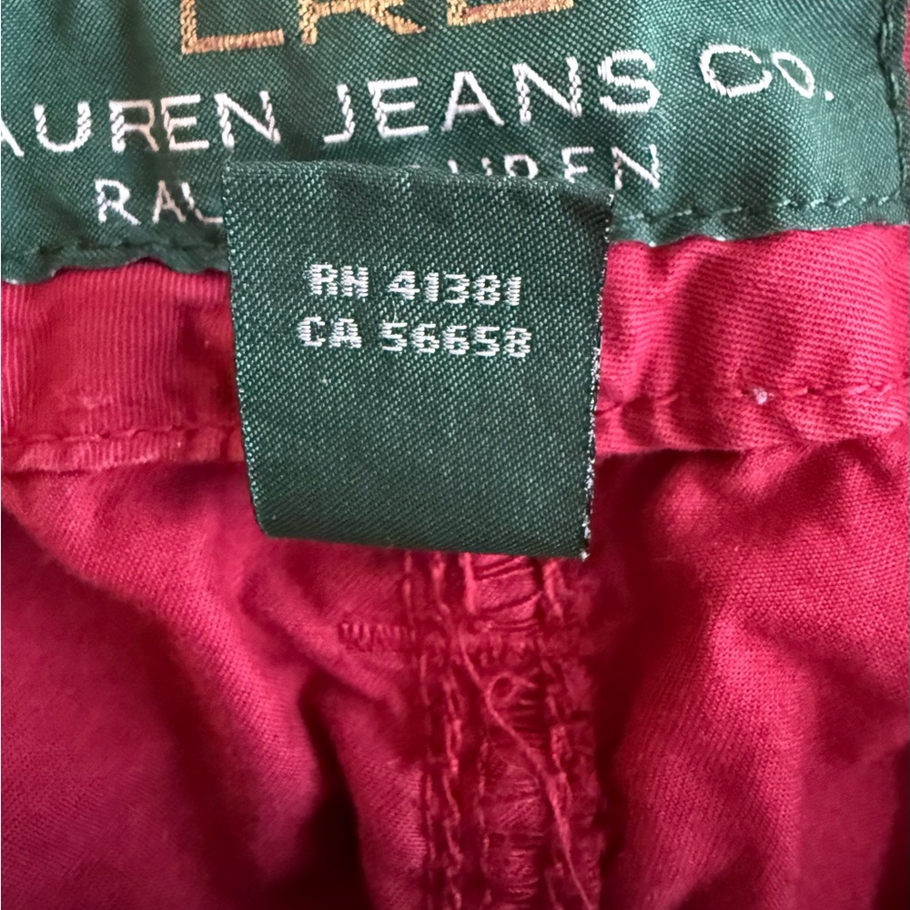 LRL LAUREN JEANS CO Women’s Red Cotton Chino Cotton Straight Leg Pants Sz 14 - Picture 3 of 9